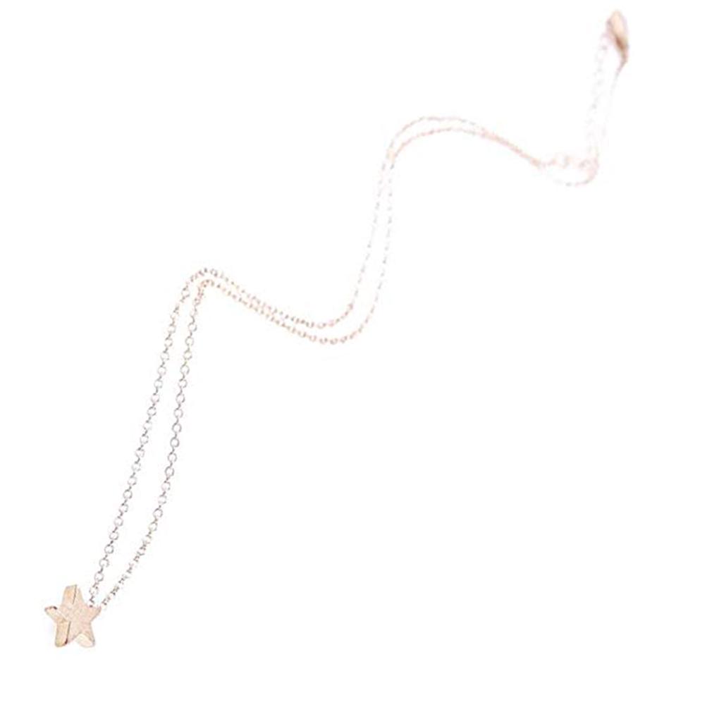 Women Star Pendant Clavicle Necklaces Chain Jewelry Gold Color Allergy Free Collarbone Chain