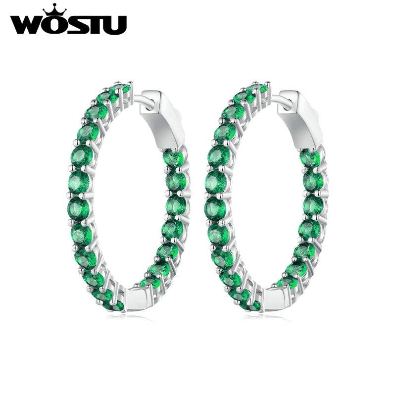 WOSTU Kruhové náušnice Velké kulaté kruhové náušnice Dainty Halo CZ Dámské náušnice