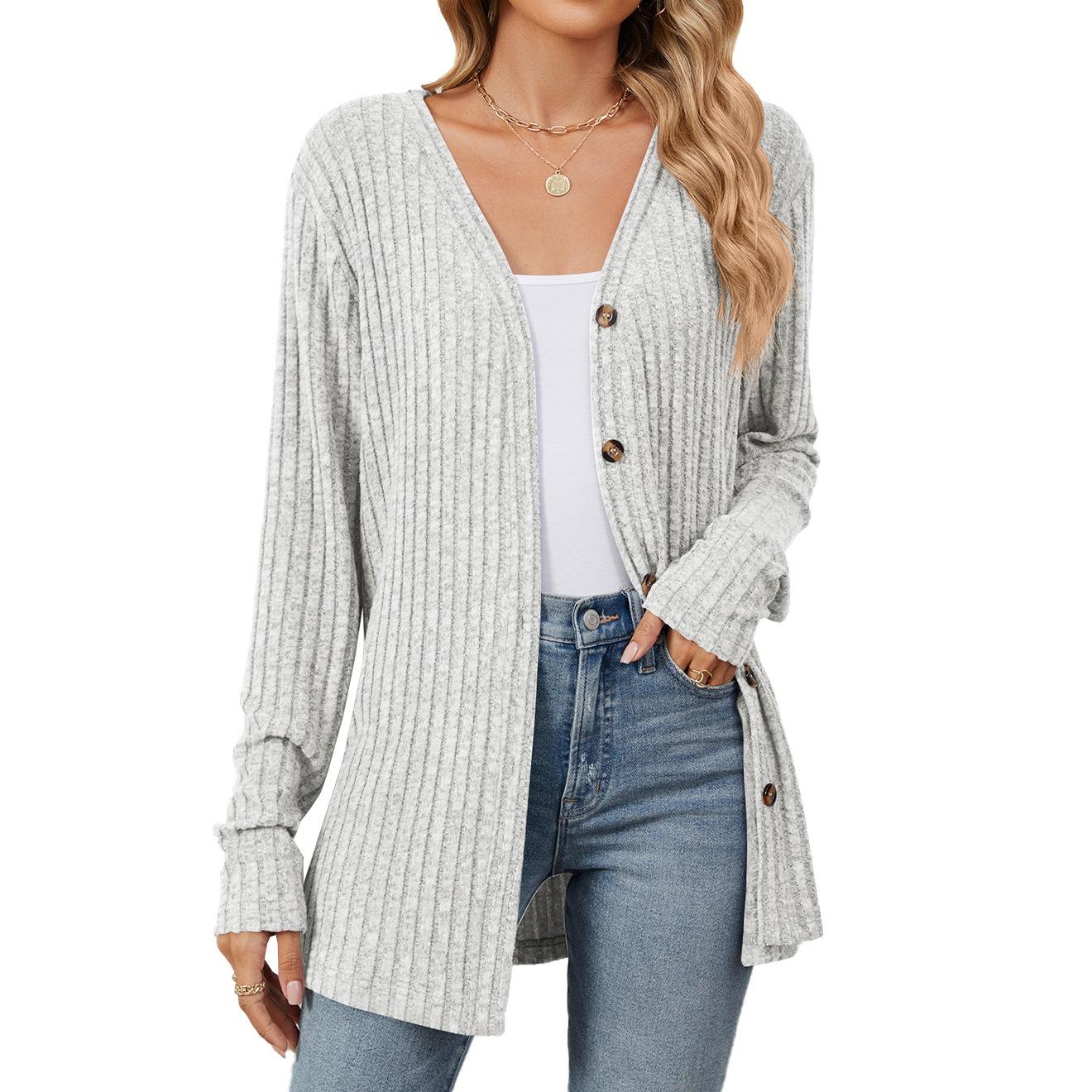 

Осень и зима Новый однотонный повседневный кардиган с длинными рукавами и пуговицами Длинный кардиган Женские топы Свитер Kawaii XXL