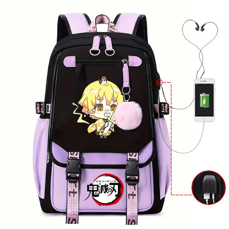 Ghost Annihilation Blade Grade 3-6 Junior High School Student High School Student School Bag Strap USB Multifunctional Backpack