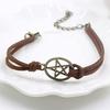 Dam Vintage Mystisk Hollow Star Circle Layered Faux Leather Cord Armband