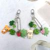 Cute Bell Bear Pendant Matching Phone Keychains Handmade Rilakkuma Strawberry Beaded Accessories Couple Gifts 6