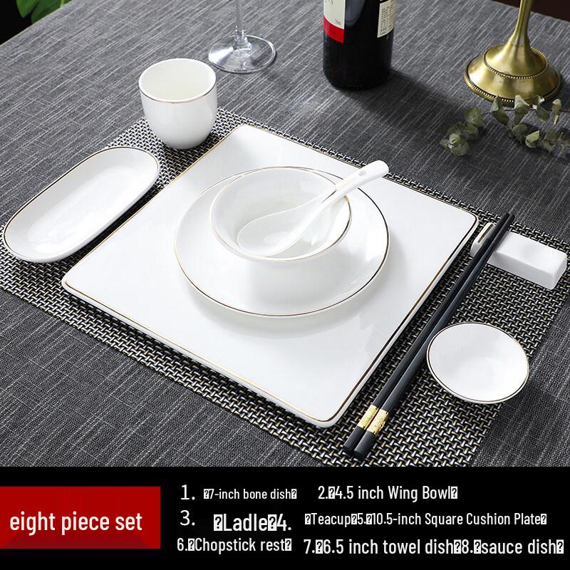 Chinese Style Gold Line Ceramic Tableware Set