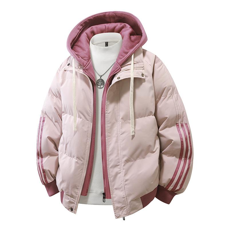 

Хлопковая куртка с капюшоном для мужчин, Зимняя теплая мужская куртка для подростков, Хлопковая куртка-двойка для отпуска XXXL розовый