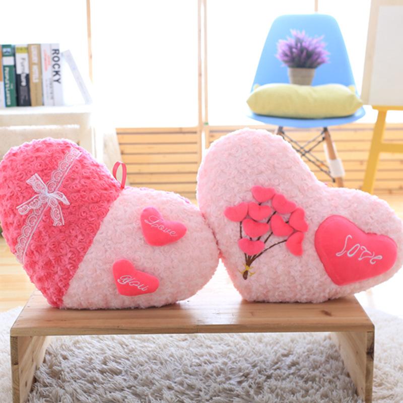 Rose Love Shape Throw Pillow Sofa Car Seat Cushion Stuffed Plush Doll Toys Cushion Home Decoration Cushions Wedding Lovers Gifts