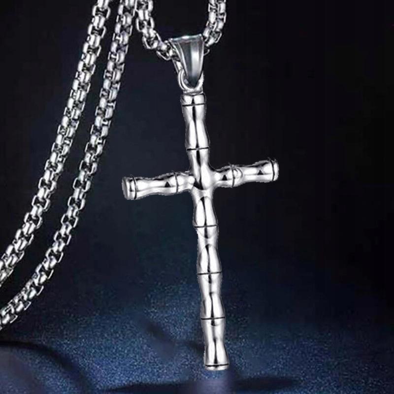 Necklace Silver Steel Chain Cross 324