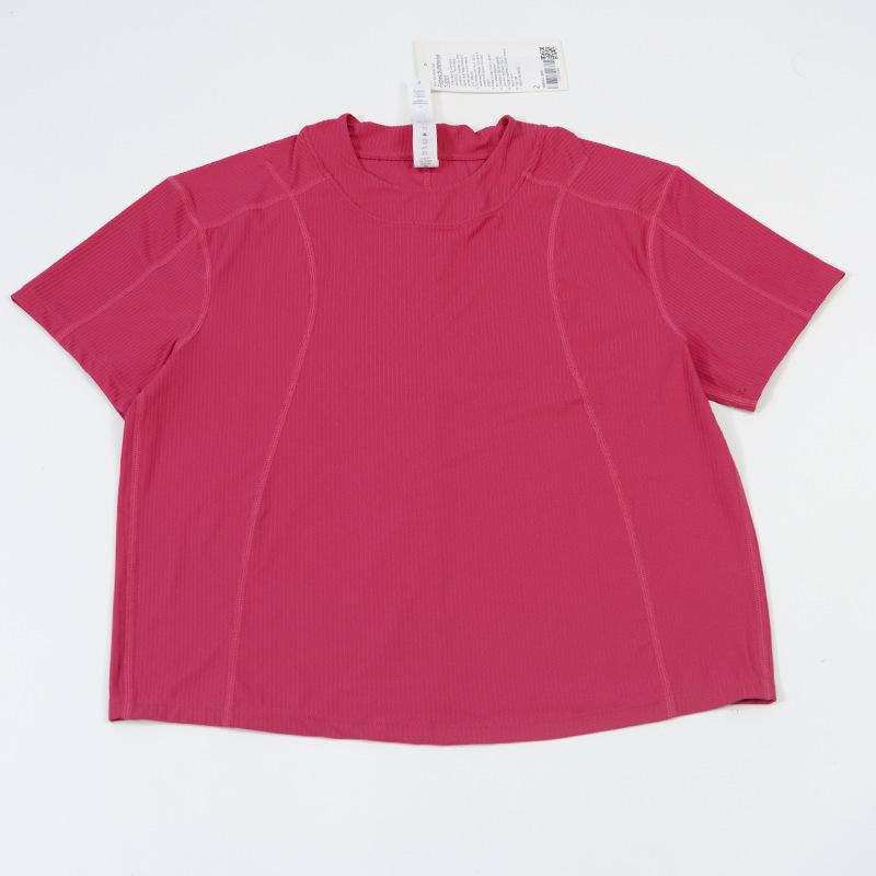 Women's Ribbed Nylon Yoga T-Shirt - Loose, Comfortable, and Casual for Fitness and Outdoor Activities
