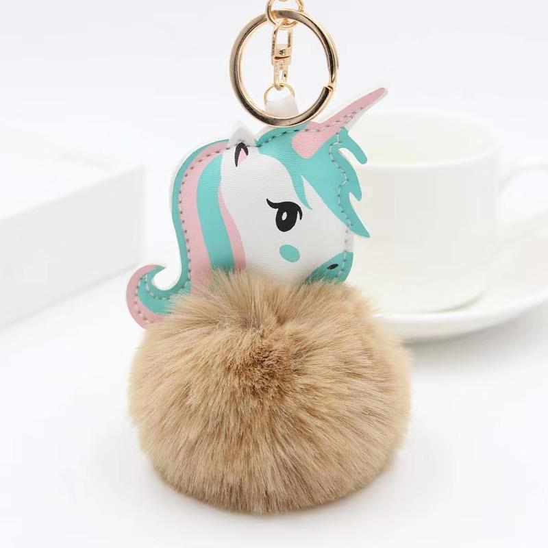 Colorful Unicorn Pompon Keychain: Small Gift, Car or Backpack Pendant Charm