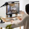 Longhong Adjustable Glass Monitor Stand Desktop Screen Riser Office Display Shelf Organizer Modern Workspace Storage Rack