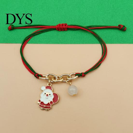 Christmas Party Favors Bracelets, Red Green String Bracelet, Adjustable Charm Bracelet Holiday Bracelets with Glow in The Dark Bead for Women