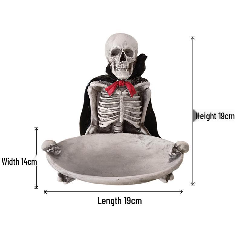 Skull Tray Desktop Storage Cloak: Halloween Resin Decoration