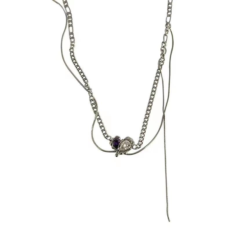 Cold wind fringed chain love French necklace design ins versatile pendant pendant sweater chain necklace