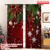 2D Flat Printing 2Pcs Christmas Curtains Classical Pine Tree Snowflakes Red Green Xmas Room Suitable For Living Room Bedroom