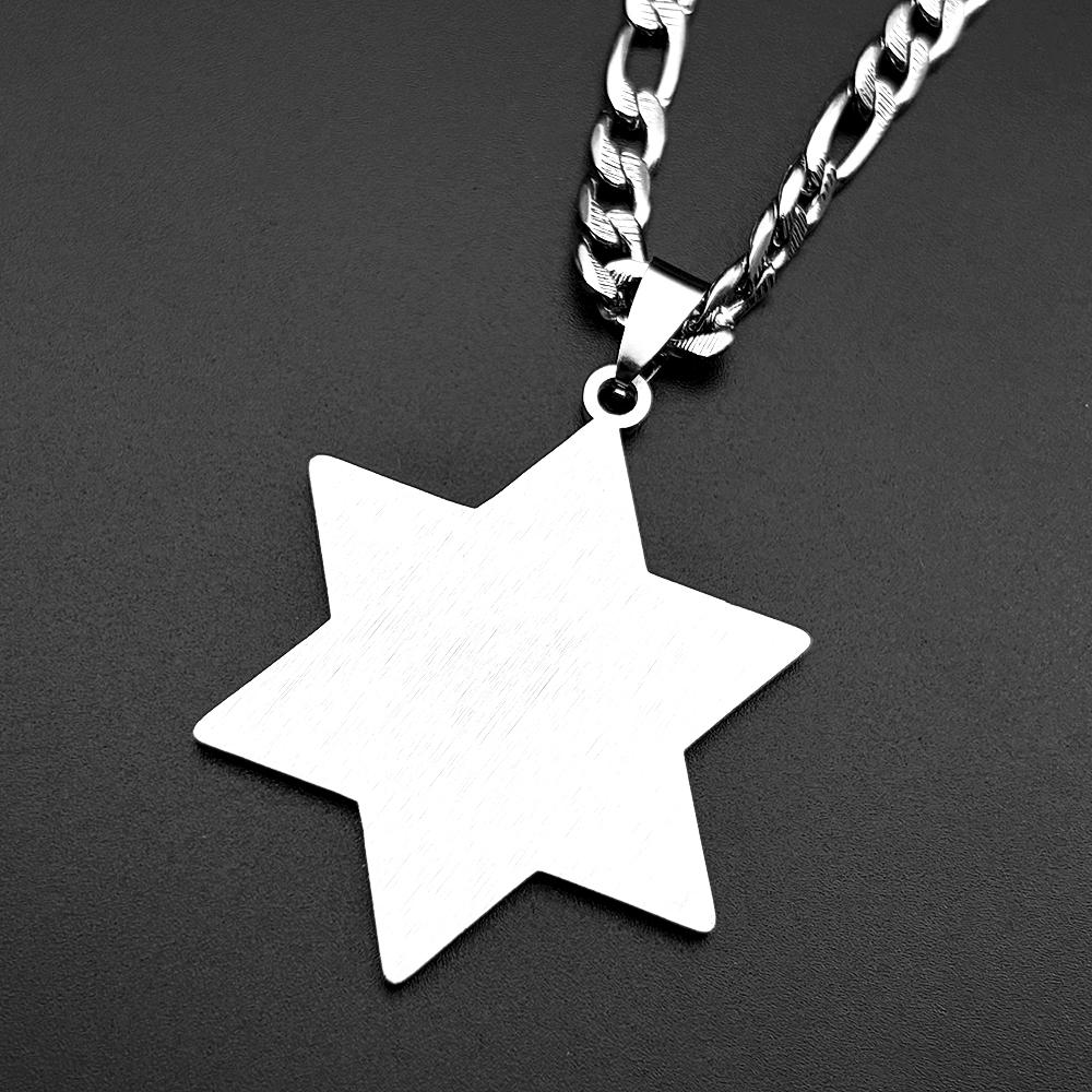 Je Israel Hebrew Letter Chai Symbol David Star Pendant Necklace Men Women Stainless Steel Hexagram Punk Cuban Chain Jewelry