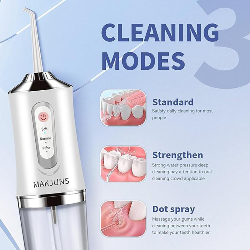 Electric Oral Irrigator Portable Dental Water Flosser USB Rechargeable Dental Water Jet Pick Flosser 4 Tip 3 Modes Teeth Cleaner