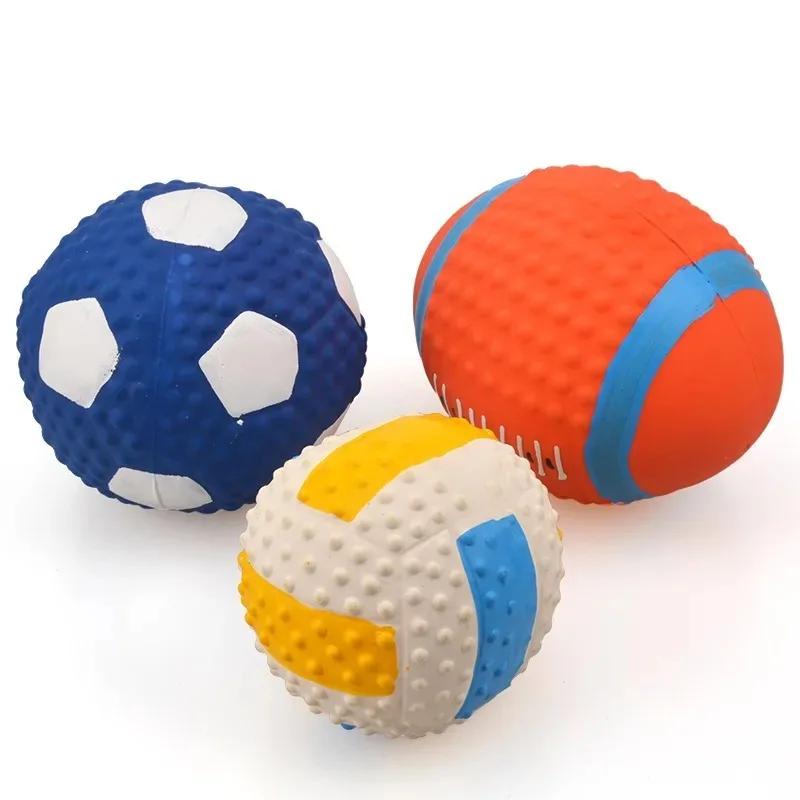 Dog Latex Vocal Toys Teething Chewing Boredom Rugby Soccer Small Dogs Teddy Training Pet Supplies