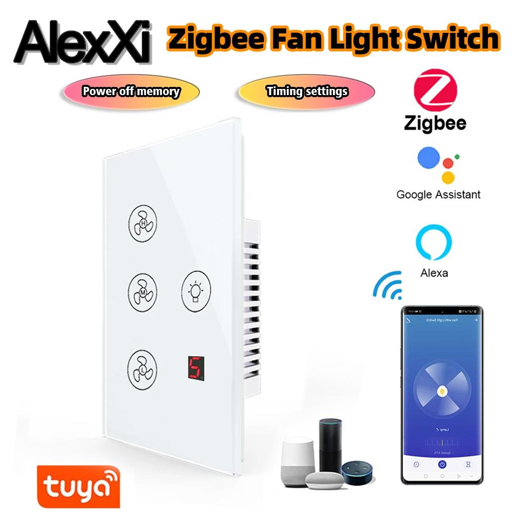Zigbee Smart Wifi Fan Light Switch EU/AU Ceiling Fan Lamp Switch Smart Life APP Works With Alexa Google Home