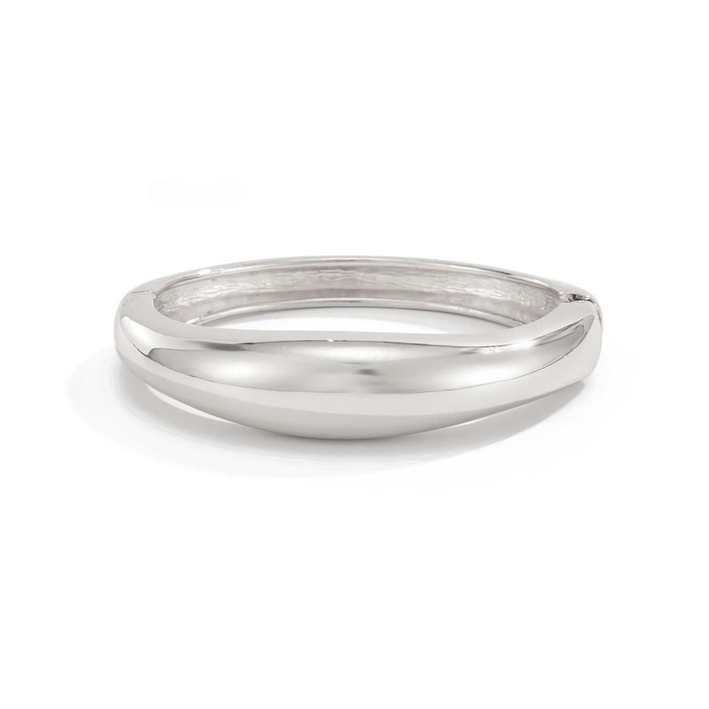 Punk Style Metal Texture Matte Bracelet, Fashion Style Irregular Glossy Spring Buckle Bracelet