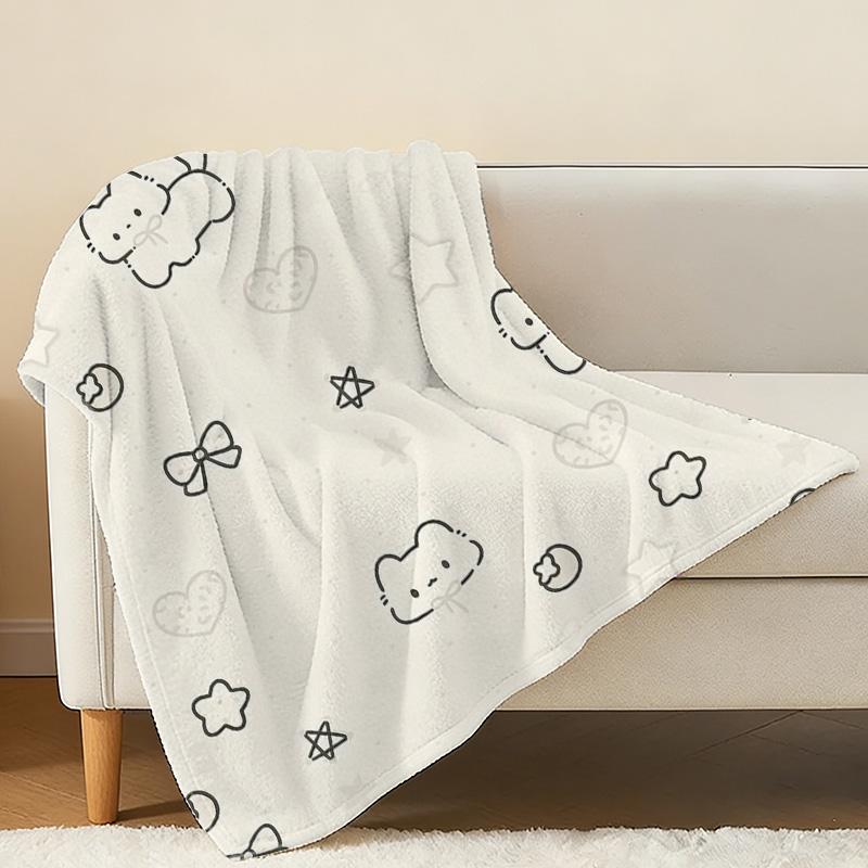 Bordered Flannel Throw Blanket Soft Skin-friendly Anime Theme, Cozy Warm for Home, Couch, Christmas & Halloween Use, Enhance Sleep Quality