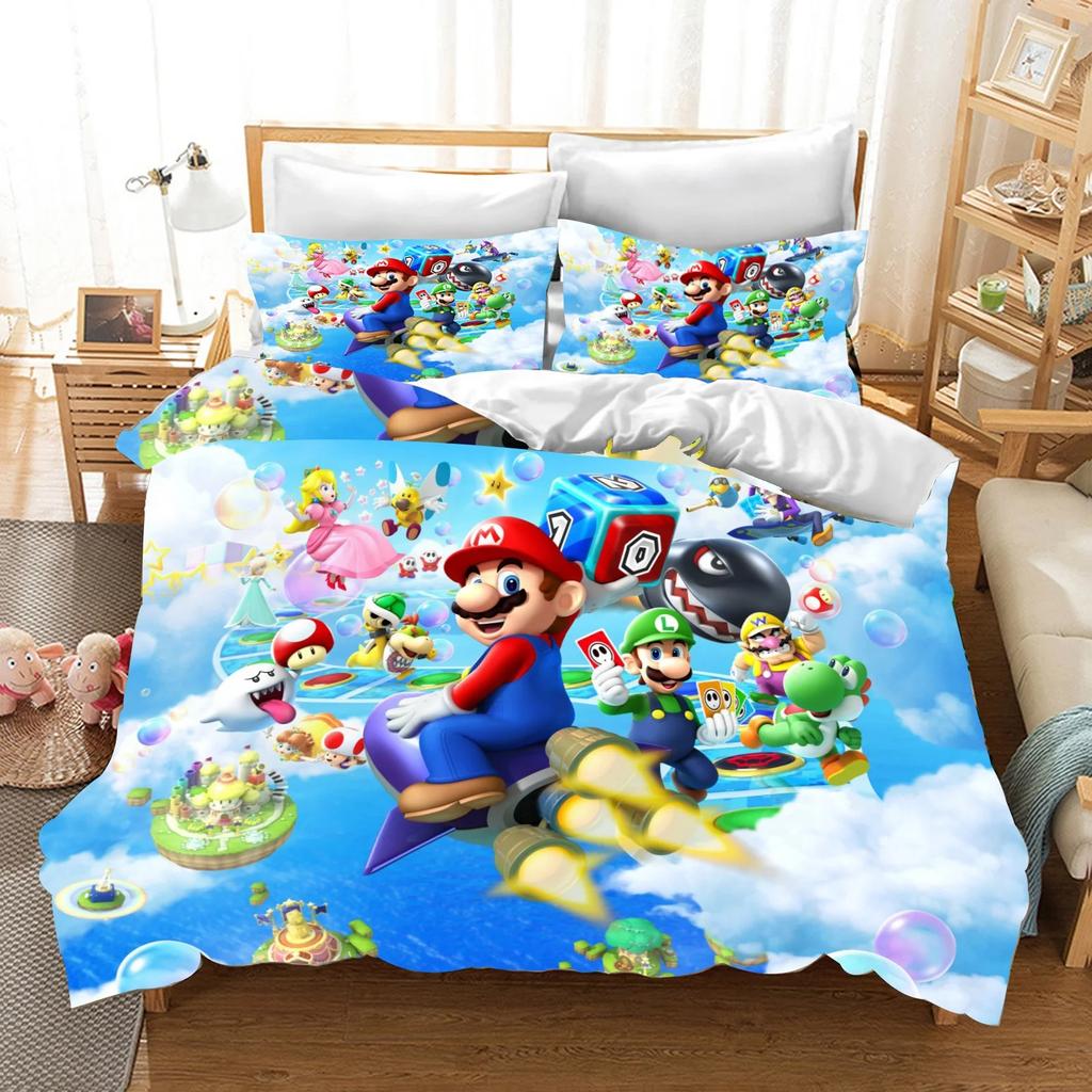 Super Mario Duvet Cover Set Comfortable and Warm Bedding Set for Decorating Your Bedroom and Enhancing Home Life for Teens Gifts