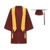Unisex Kids Graduation Gown Set V Neck Long Sleeve Front Zipper Robe Academic Hat Stole Tassel Ceremony Outfit