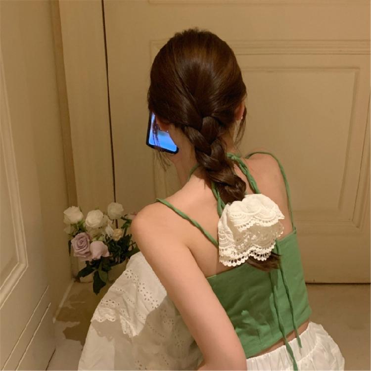 White Lace Flower Hair Scrunchies for Women Hair Elastic Aesthetic Hair Tie Hair Scrunchy Hair Circles Braid Holder