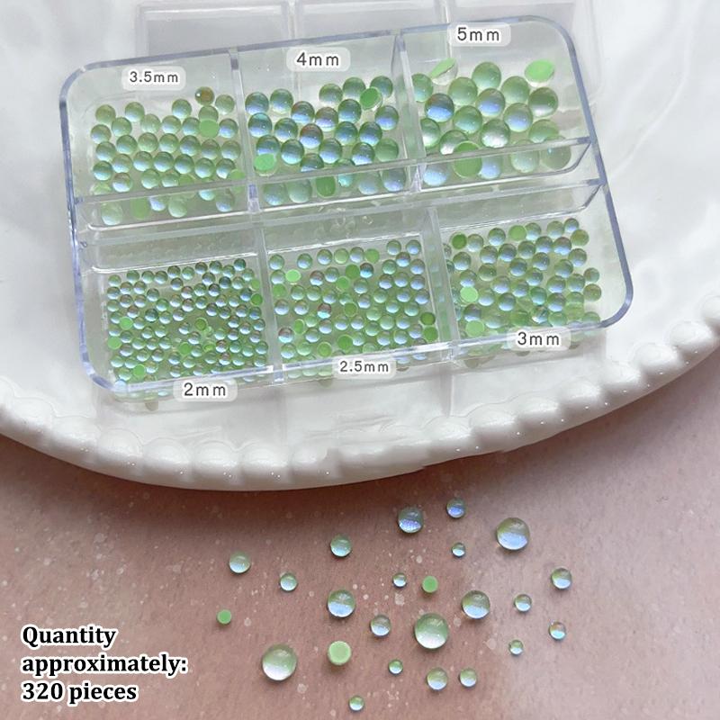 Colorful Mermaid Bubble Bead Half Round Flat Bottom Shiny Aurora Size Mixed Candy Color Nail Art Accessories Decoration Manicure