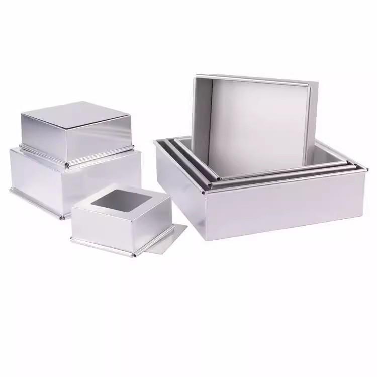 4-Inch x 14-Inch Aluminum Square Cake Mold with Removable Bottom for Sponge and Mousse Cakes