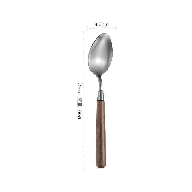 304 stainless steel walnut tableware high-end western food steak knife and fork household eating spoon chopsticks