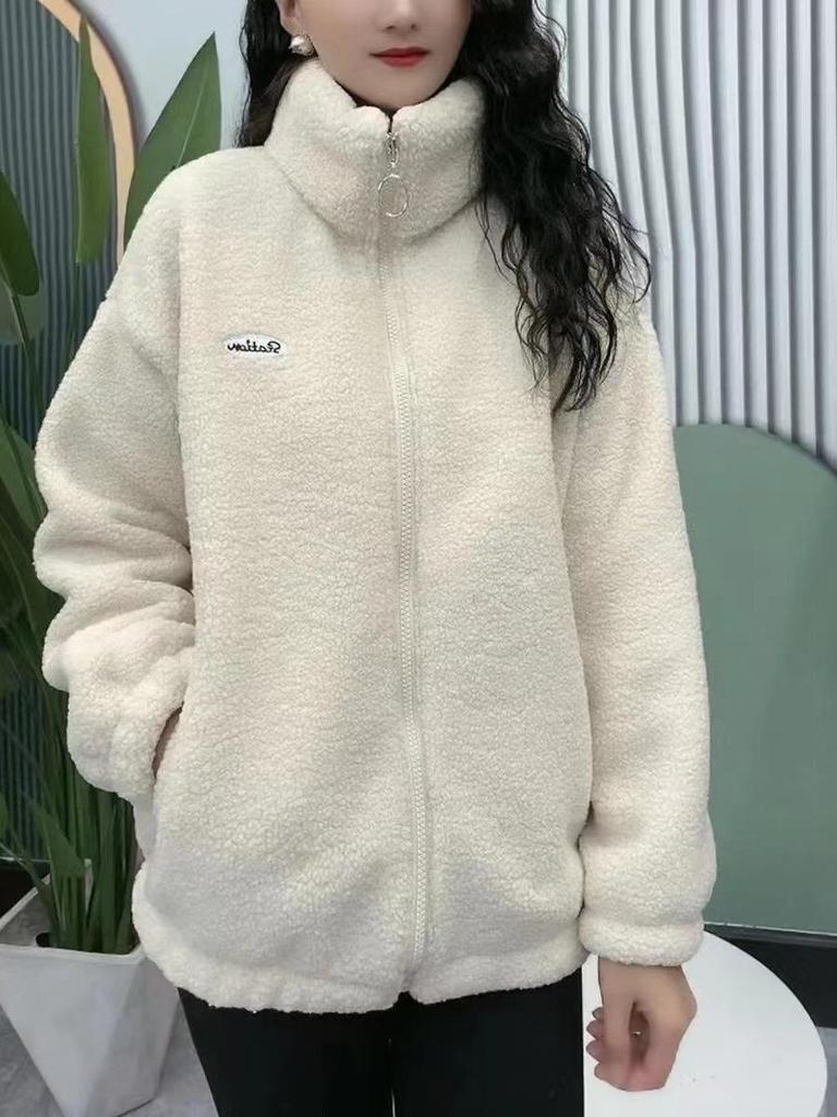 2025 Winter Plus Size Velvet Lambswool Casual Jacket for Middle-aged Women