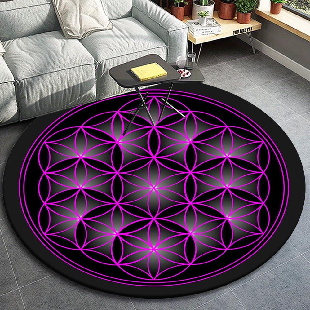 1pc Retro The Flower Of Life Pattern Round Floor Mat, Non-slip for Living Room Bedroom Chair Carpets Home Decor Gifts, Home Decor Room Decor
