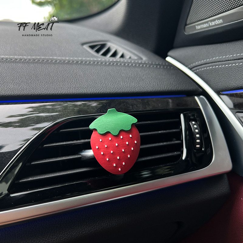 

Car Aromatherapy Good Luck Cute Strawberry Baby Car Central Control Air Outlet Solid Fragrant Stone Decorative Car Gift Red Strawberry (Essential Oil 5ml)