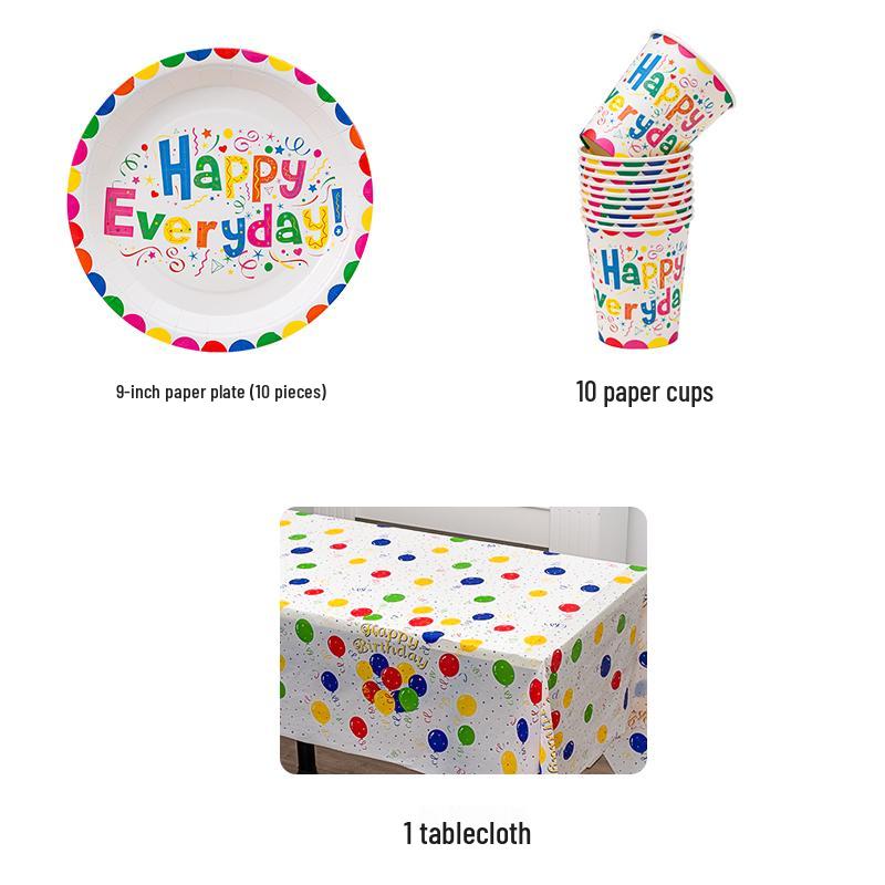 Disposable Party Supplies Set: Paper Plates & Cups for Birthdays & Weddings