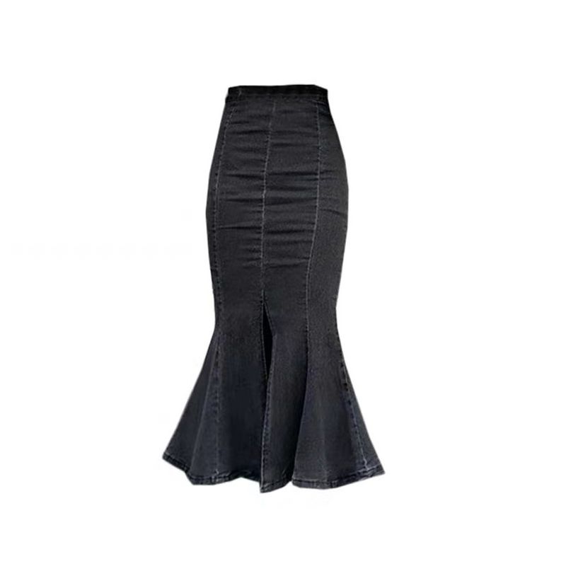 

Amazon Split Denim Skirt Oversize Women s Clothing Blue 4XL(Code (80.00 kg-90.00 kg recommended)