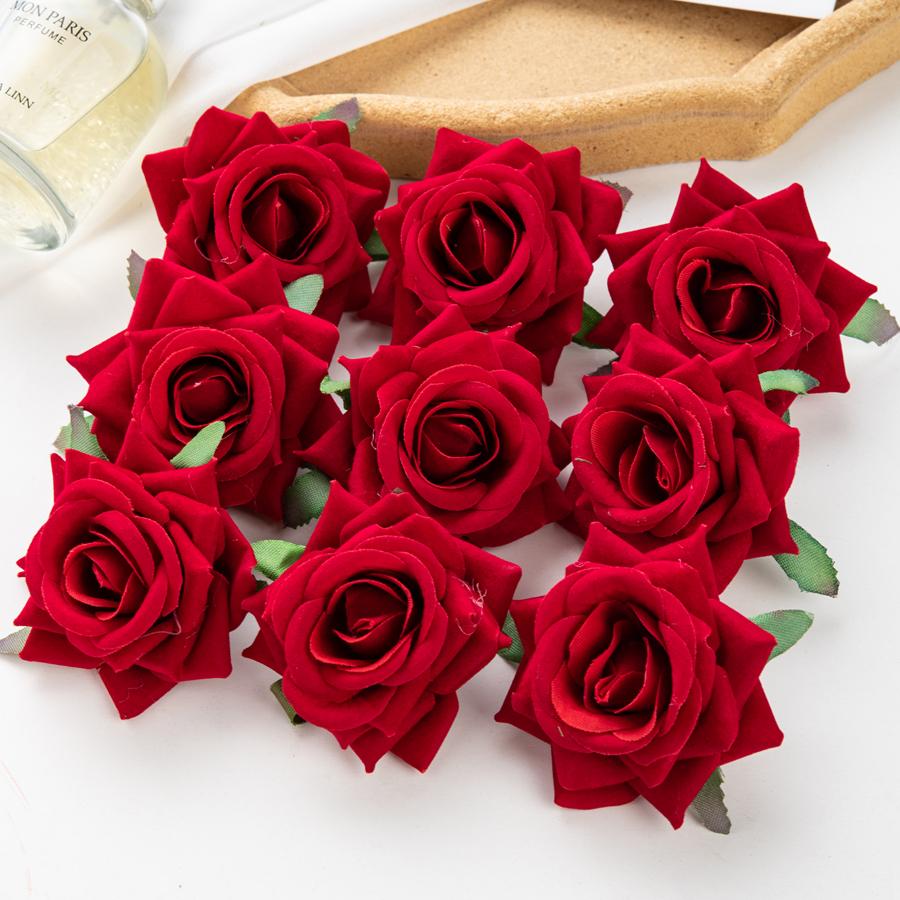 10Pcs Artificial Flowers for Scrapbook New 's Decortion Wedding Outdoor Garden Christmas Home Candy Box Flannel Rolled Roses
