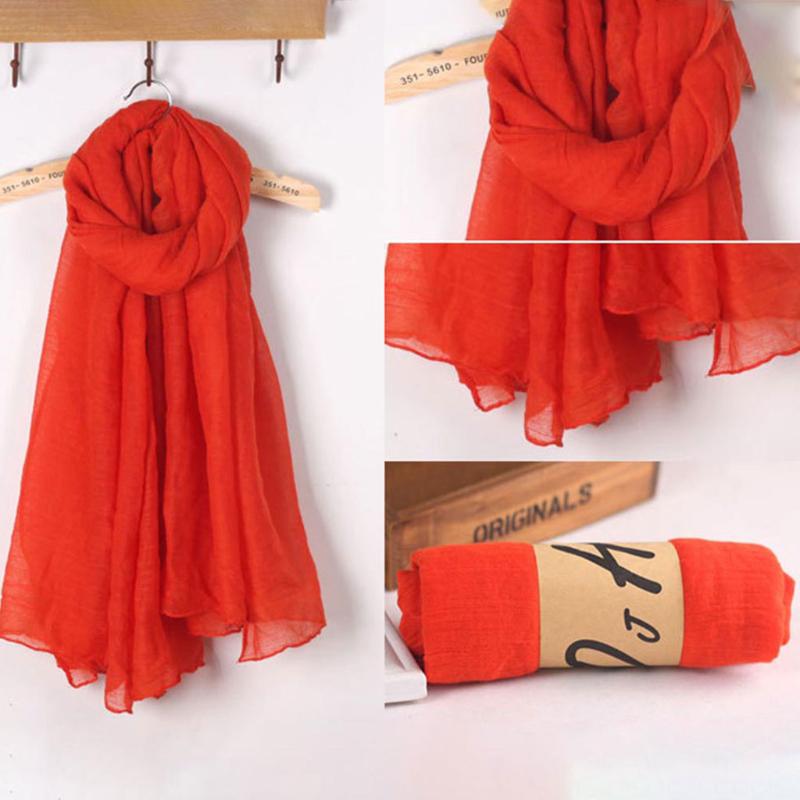 Fashion New 16 Colors Women Long Scarf Wrap Scarves Vintage Cotton Linen Large Shawl Hijab Elegant Solid Black Red White