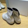 Korean Version of the Rear V-port Niche Design Flat-bottomed White Small Short Boots Square Martin Boots Women's Autumn and Winter Chelsea Boots