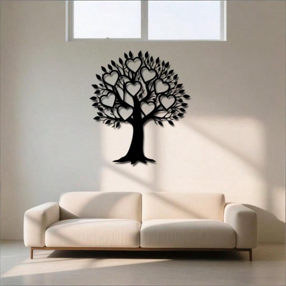 Heavy Iron Metal Wall Art Tree with Heart Holes Indoor Outdoor Home Decor Wedding Valentine Halloween Christmas Gift