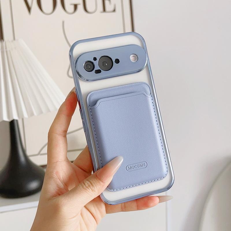 Clear Wireless Charge Magnetic Case For Google Pixel 9 Pro XL 9A 8A 7A PU Leather Card Holder Shockproof Lens Protection TPU Phone Cover