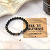 Temu Volcanic Rock & Turquoise Tiger's Eye Gemstone Elastic Bracelet