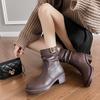Retro Pleated Boots This Year's Popular Western Style Mid-tube Boots 2025 Autumn and Winter with Martin Boots Short Boots for Women