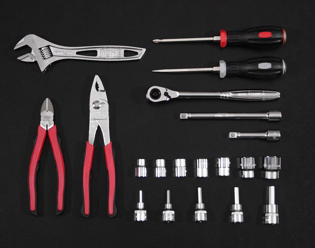 TONE Tool Bag Set 21 Pieces TSX3172, 9.5mm (3/8") Drive, Black,