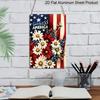 2D Flat Decorative 8×12 Inch Aluminum Plaque Metal Sign | God Bless America Patriotic Floral Design; Ideal for Patriotic Home & Outdoor Wall Decor