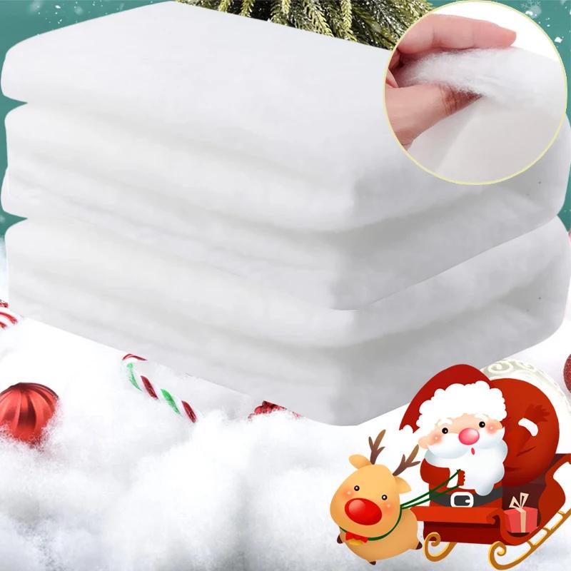 Artificial White Snow Cotton Christmas Fake Snow Fluffy Fiber Stuffing Snow Blanket Roll Xmas Tree Backdrop Covering Party Decor