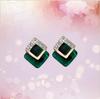 S925 Silver Needle Korean Fashion Square Crystal Earrings for Women