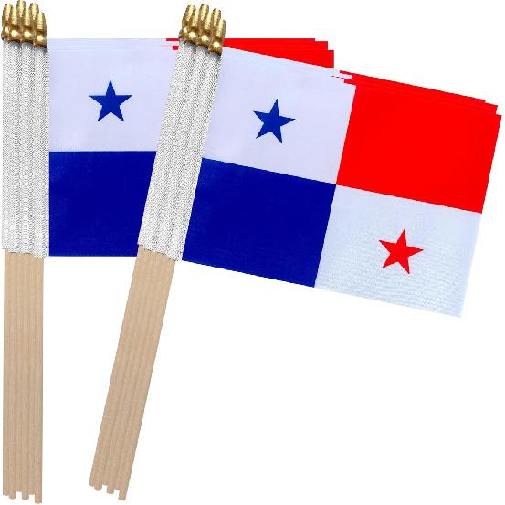 TSMD Panama Stick Flag Panamanian Small Mini Hand Held Flags,5x8 Inch,12 Pack