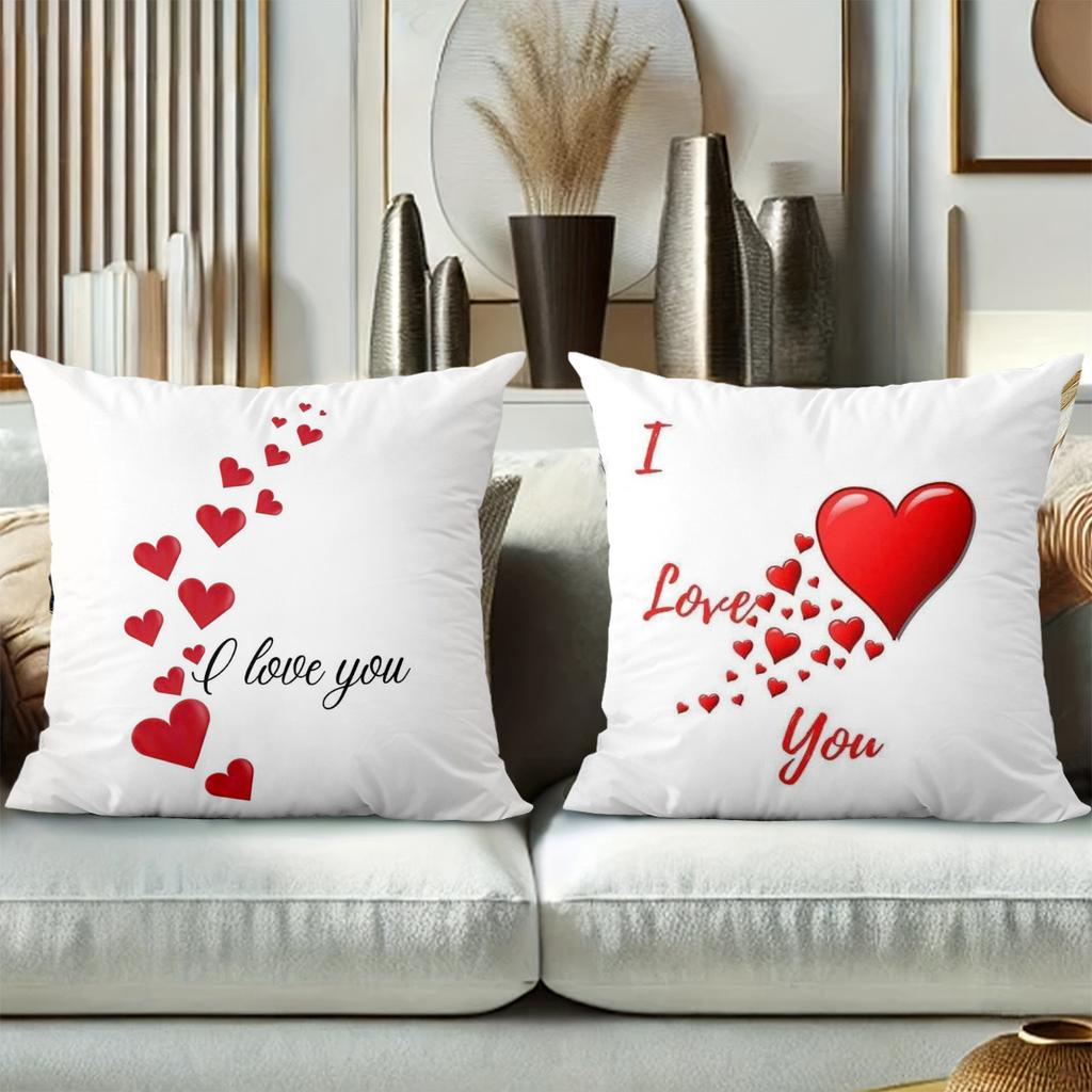 I Love You Heart-Shaped Pattern Throw Pillows Polyester pillowcase, sofa decorative cushion cov Headboard Pillow