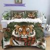 Vintage tiger  Pattern Bedding Quilt Set Quilt Cover Pillowcase Home Decoration  Gift (1 * duvet cover + 2 * pillowcase, without core)