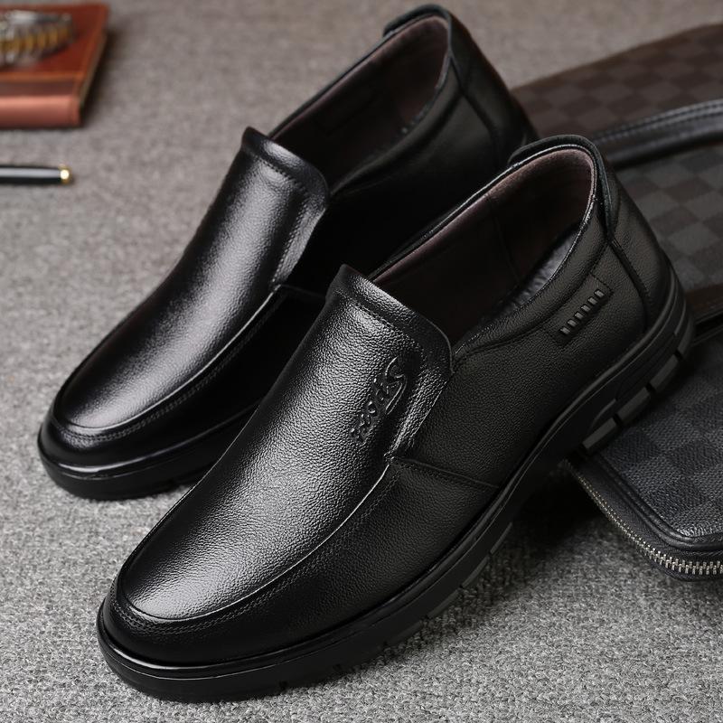 Leather Cowhide Business Casual Leather Shoes Men's Medium and Old Leather Men's Shoes Round Head Dad Shoes Men's