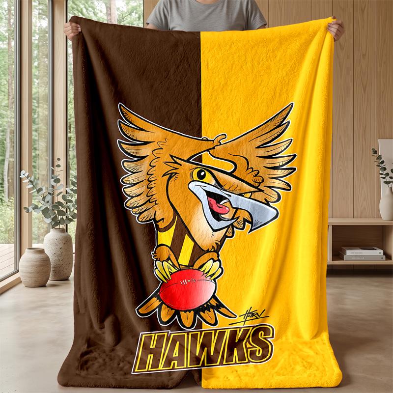 Harv Time FootballPrinted Flannel Blanket Cozy Skin-Friendly Warm Throw for Couch Bed Indoor Daily Use